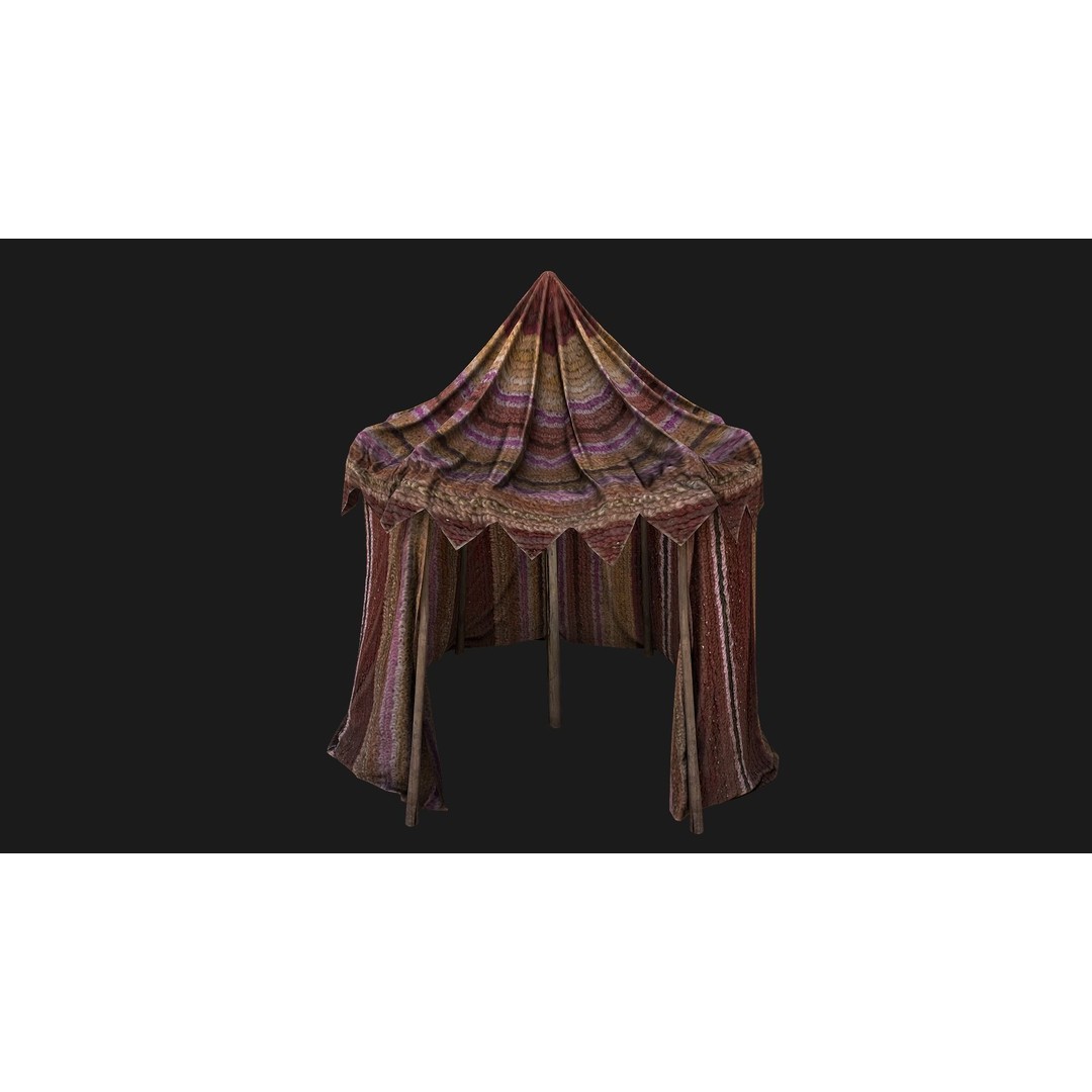 Market Stall Tent 3D Model – Low Poly Game Asset, PBR Textures, FBX - View 12