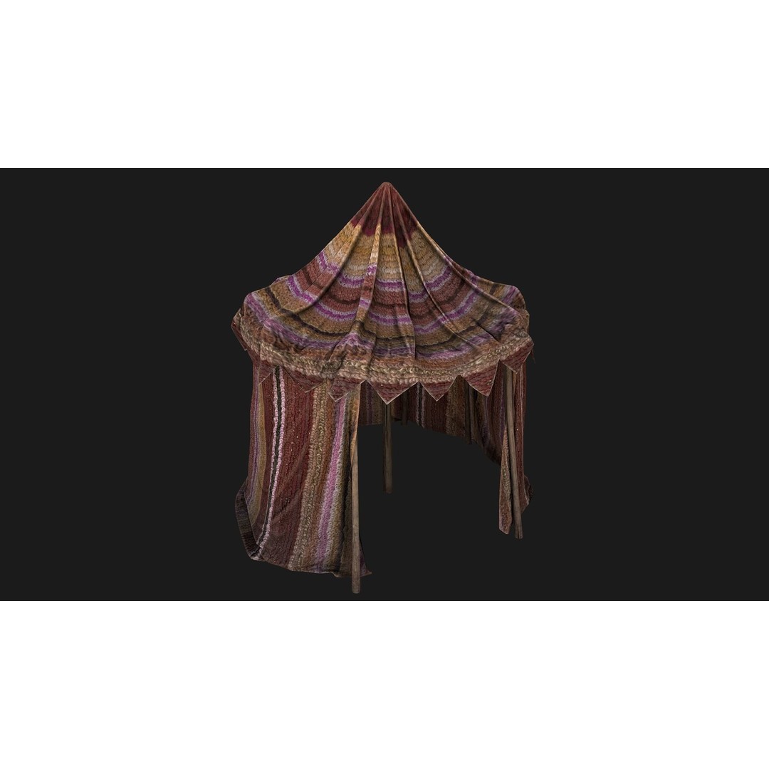 Market Stall Tent 3D Model – Low Poly Game Asset, PBR Textures, FBX - View 13