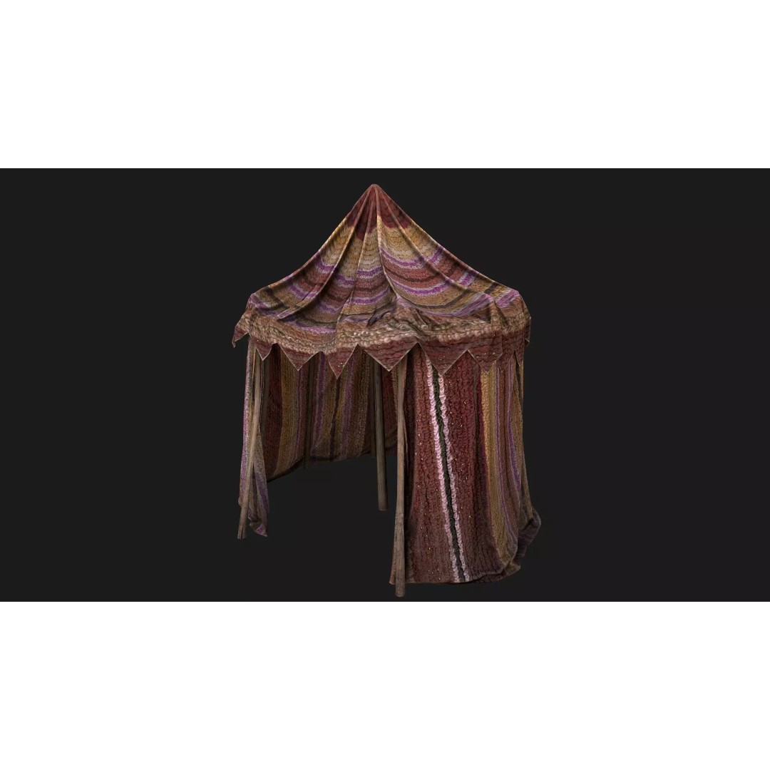 Market Stall Tent 3D Model – Low Poly Game Asset, PBR Textures, FBX - View 2