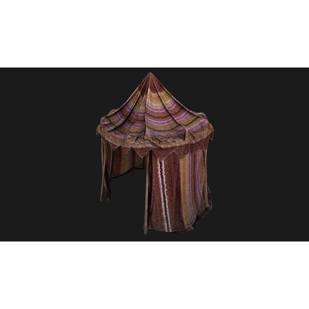 Market Stall Tent 3D Model – Low Poly Game Asset, PBR Textures, FBX - View 6