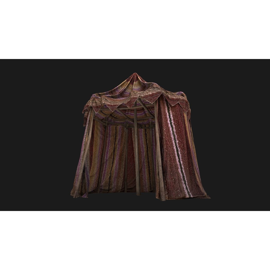 Market Stall Tent 3D Model – Low Poly Game Asset, PBR Textures, FBX - View 8