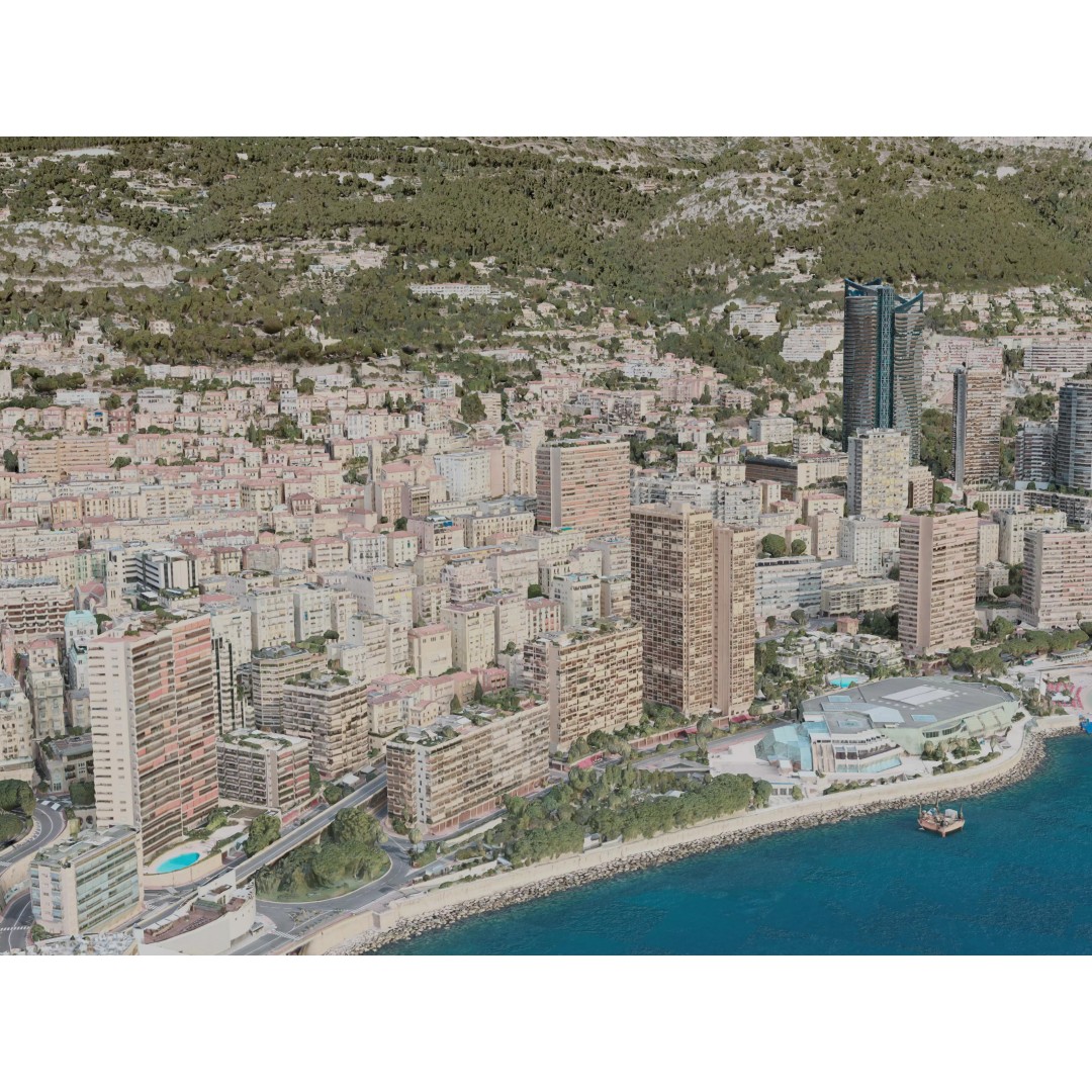 Monaco City 3D Model – Realistic Urban Landscape, Optimized for GIS - View 3