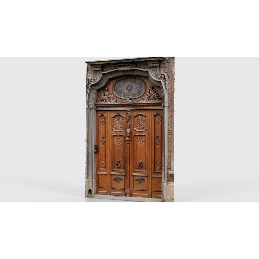 Wooden Door Glass 3D Model – Low Poly Architectural Asset, FBX, Blender