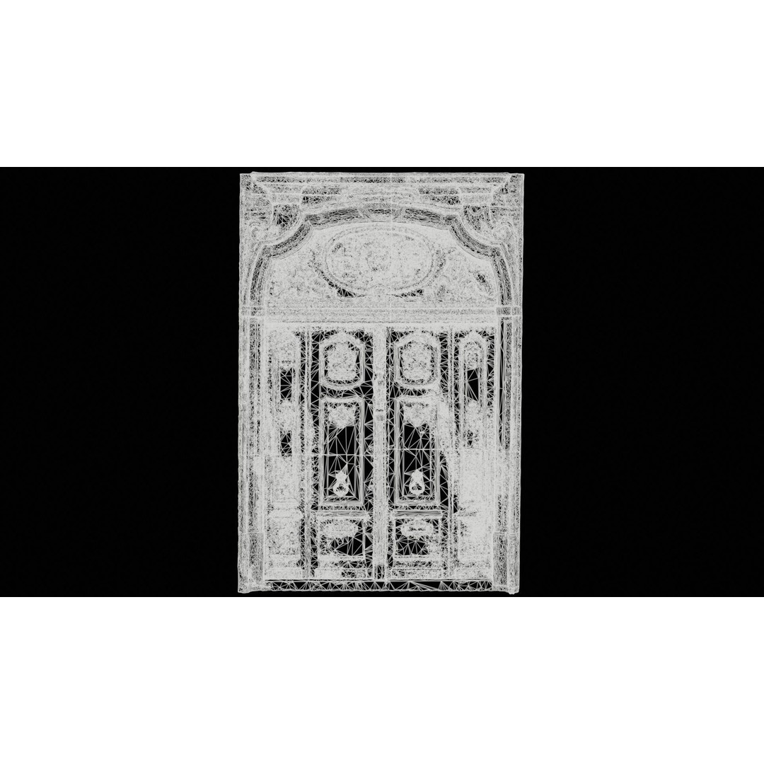 Wooden Door Glass 3D Model – Low Poly Architectural Asset, FBX, Blender - View 13