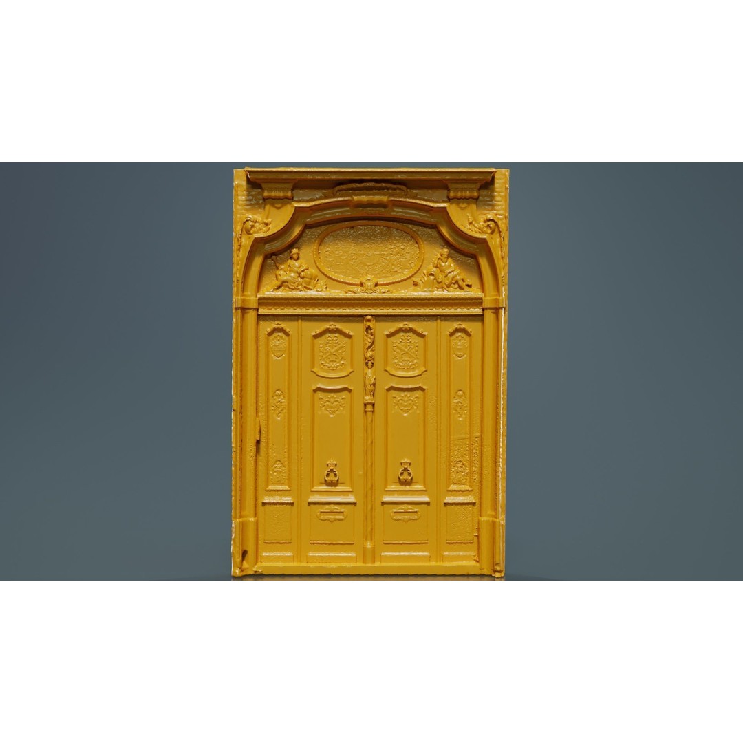 Wooden Door Glass 3D Model – Low Poly Architectural Asset, FBX, Blender - View 14