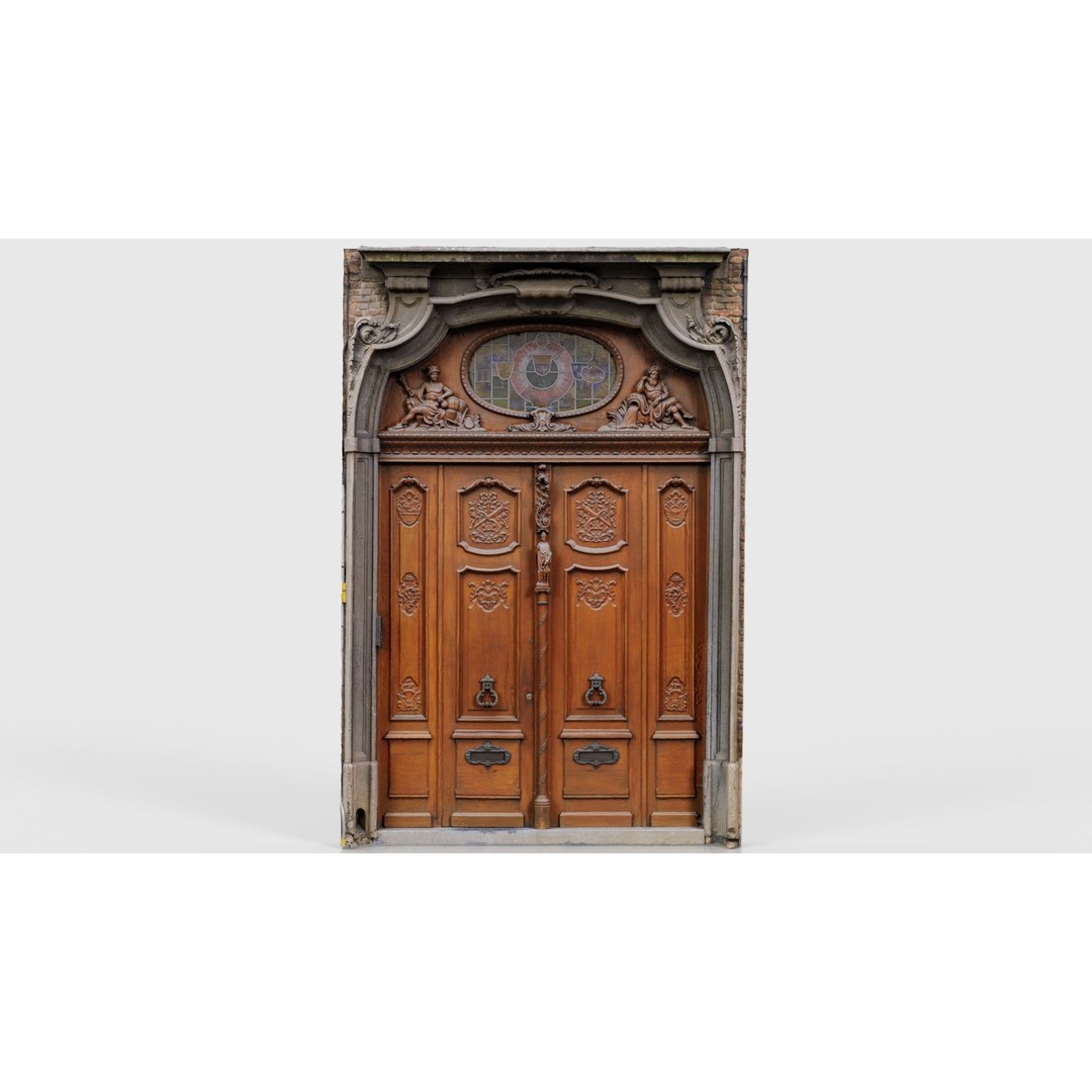 Wooden Door Glass 3D Model – Low Poly Architectural Asset, FBX, Blender - View 17