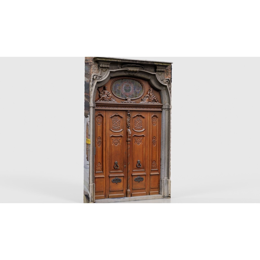 Wooden Door Glass 3D Model – Low Poly Architectural Asset, FBX, Blender - View 18