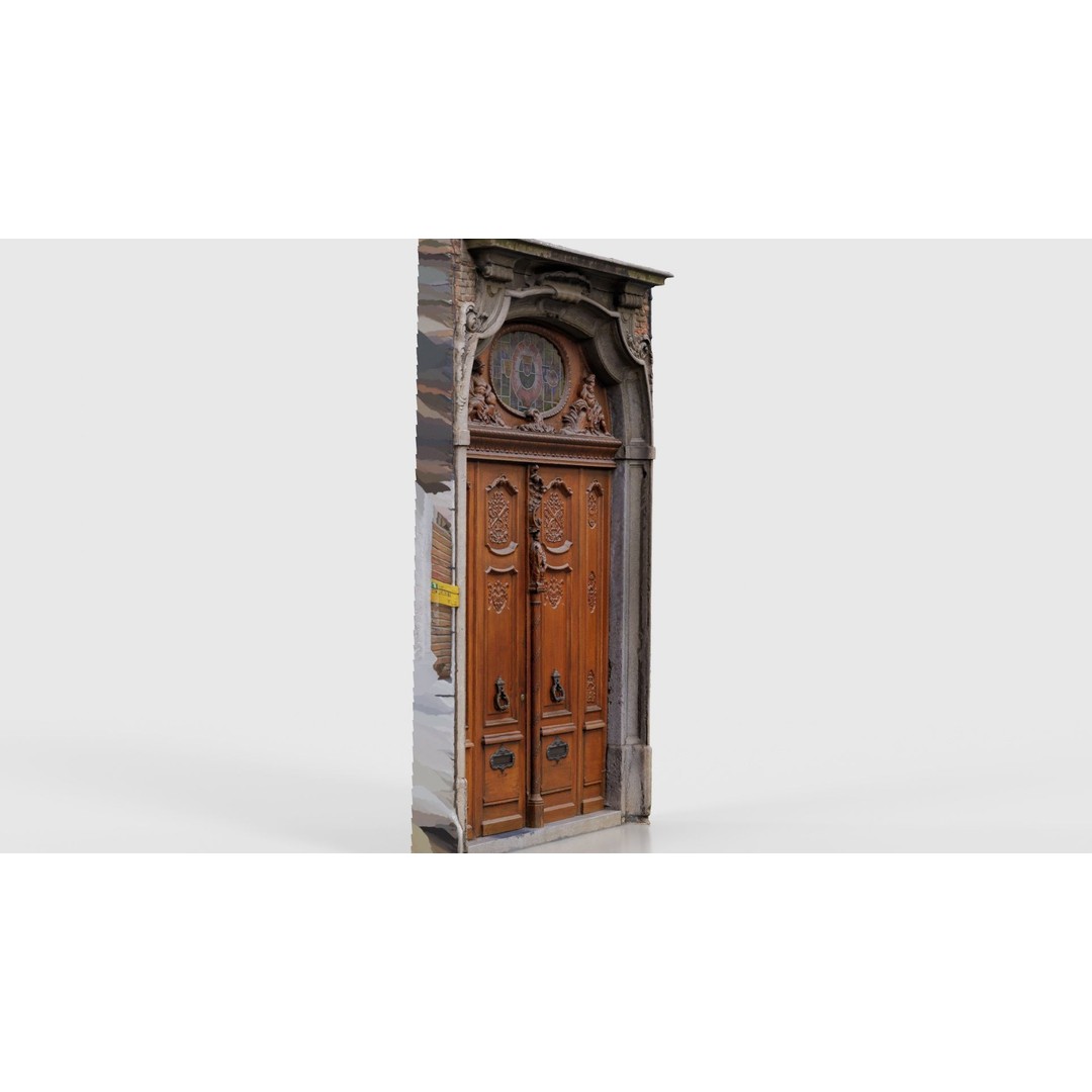 Wooden Door Glass 3D Model – Low Poly Architectural Asset, FBX, Blender - View 19