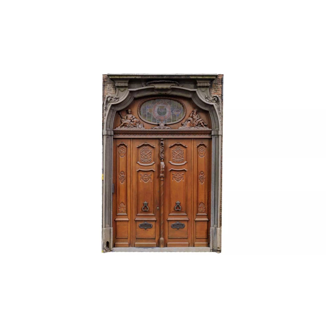 Wooden Door Glass 3D Model – Low Poly Architectural Asset, FBX, Blender - View 2