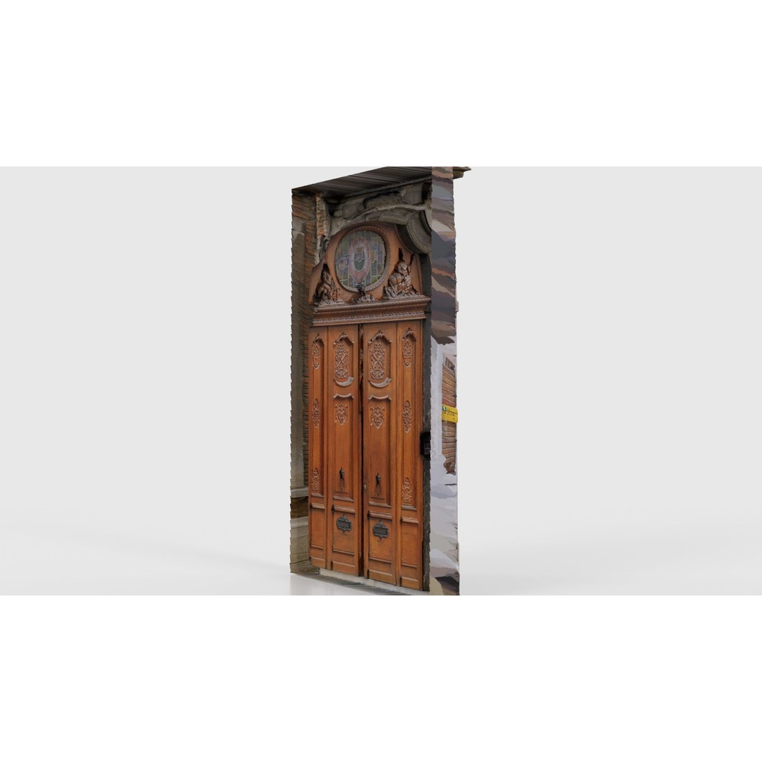 Wooden Door Glass 3D Model – Low Poly Architectural Asset, FBX, Blender - View 21