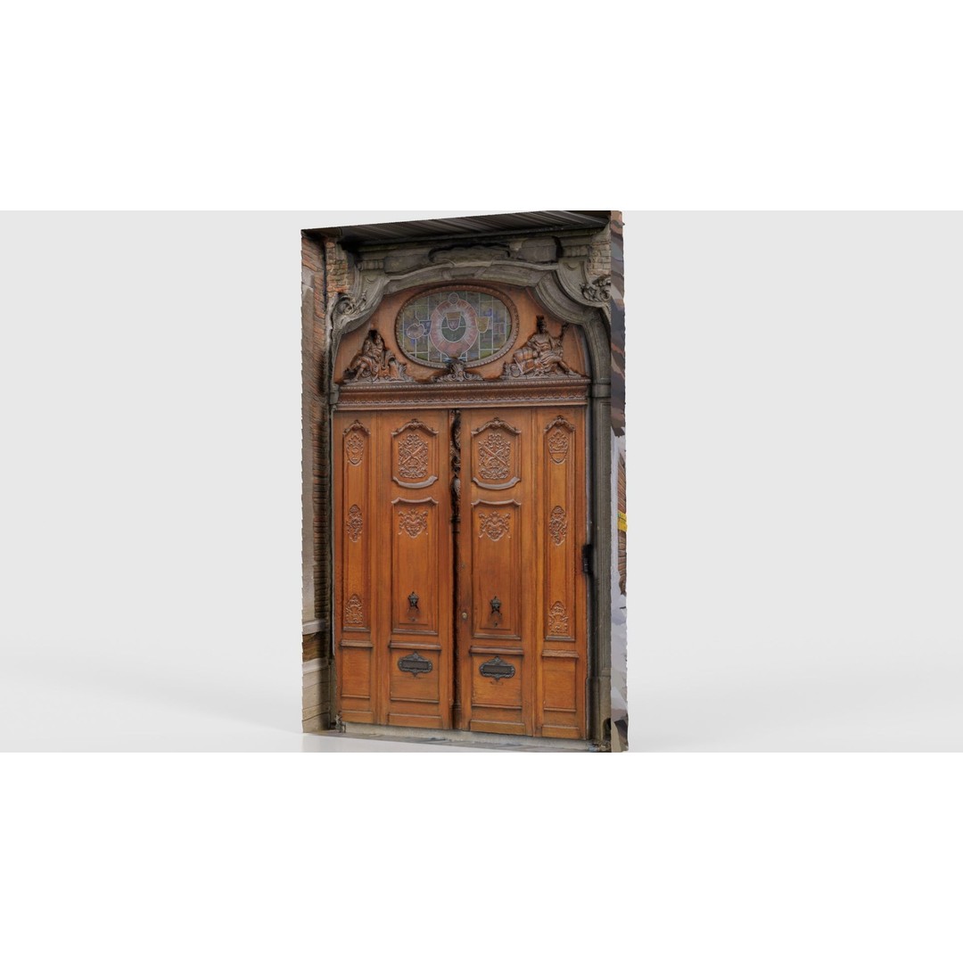 Wooden Door Glass 3D Model – Low Poly Architectural Asset, FBX, Blender - View 22