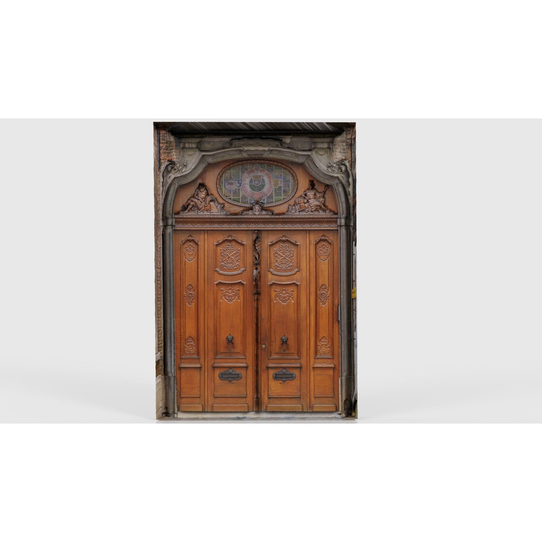 Wooden Door Glass 3D Model – Low Poly Architectural Asset, FBX, Blender - View 23