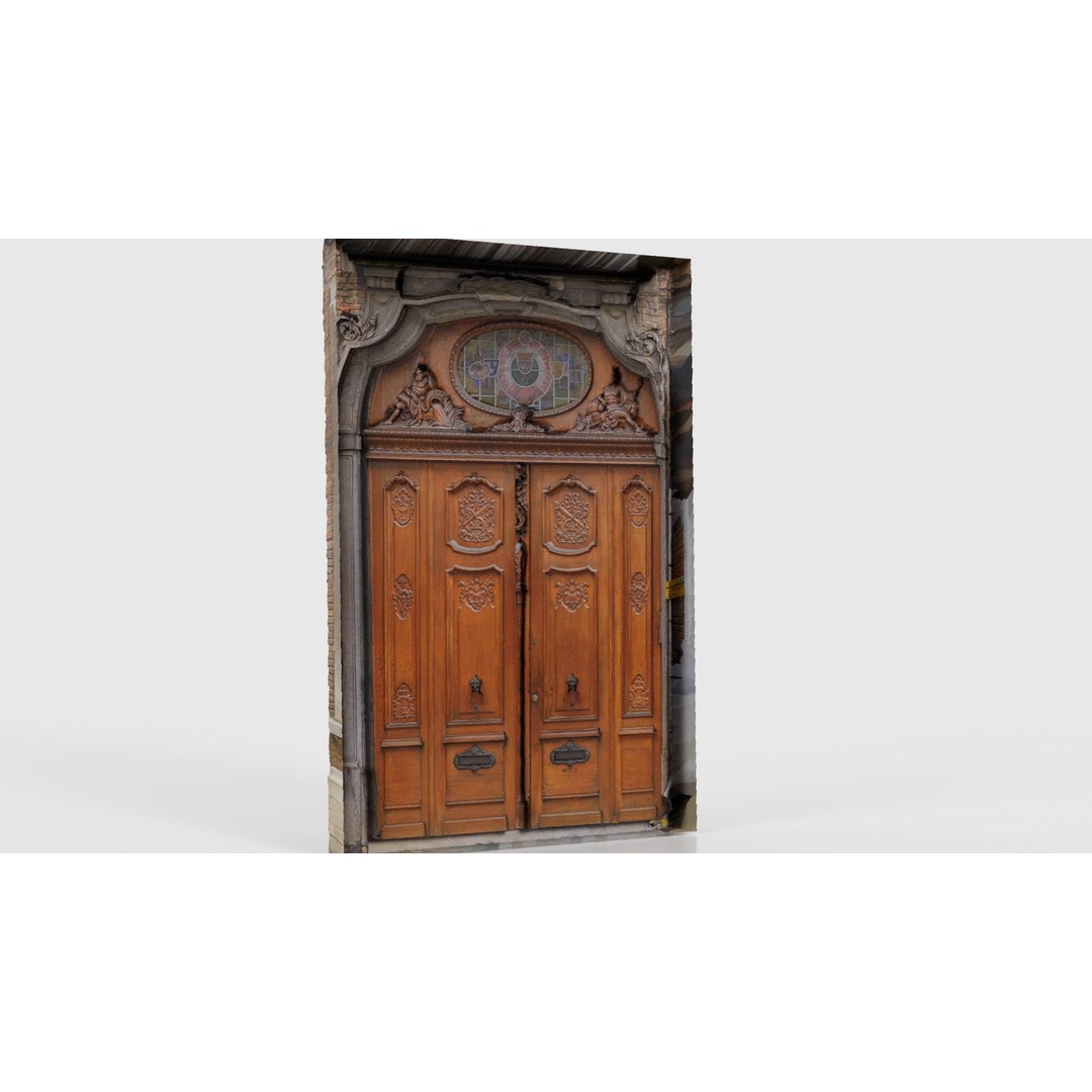 Wooden Door Glass 3D Model – Low Poly Architectural Asset, FBX, Blender - View 24