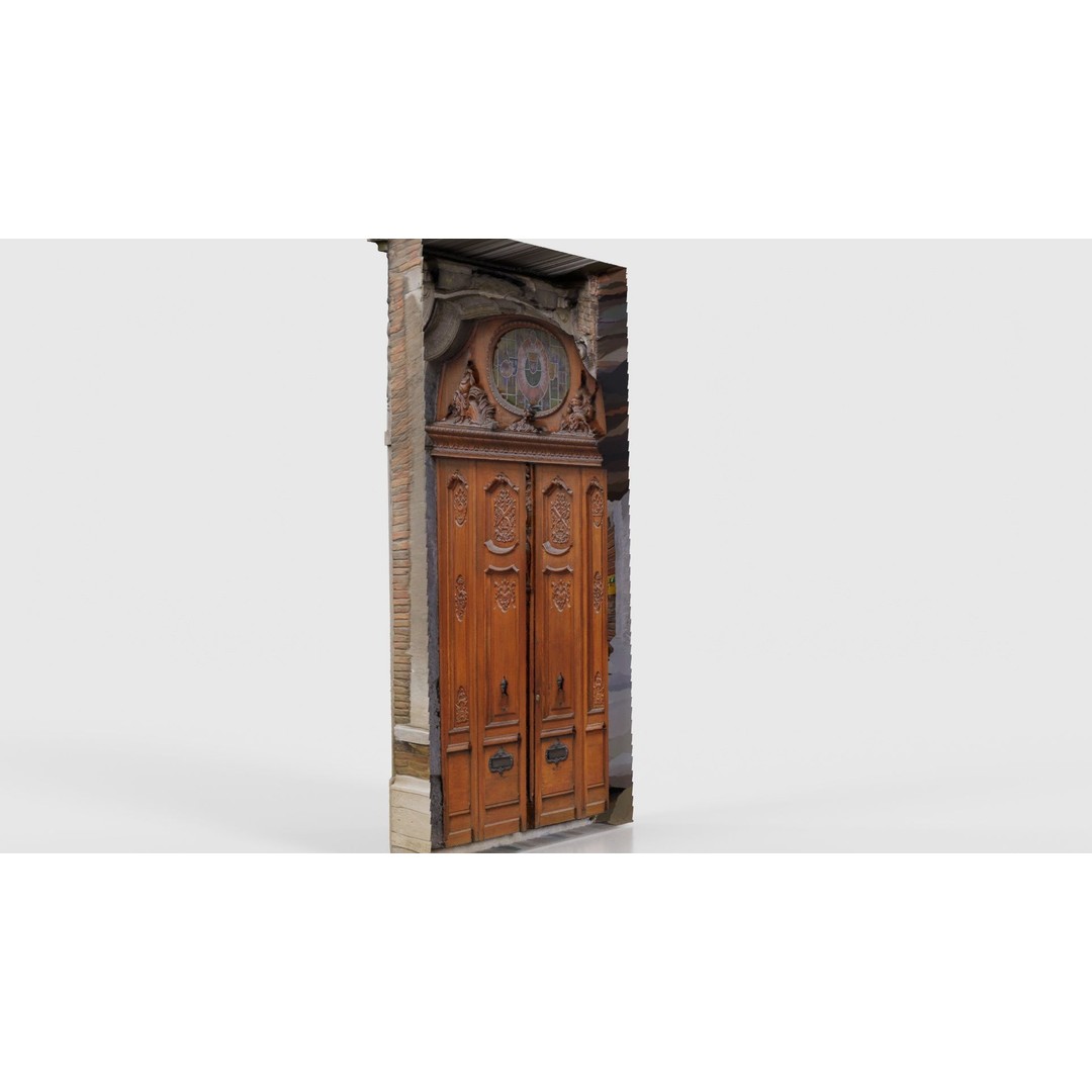 Wooden Door Glass 3D Model – Low Poly Architectural Asset, FBX, Blender - View 25