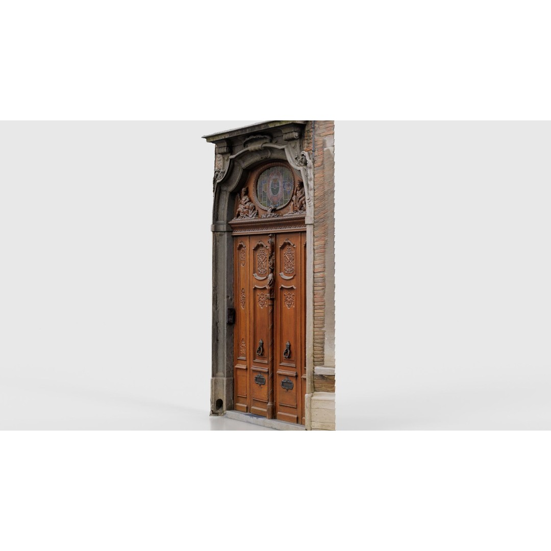 Wooden Door Glass 3D Model – Low Poly Architectural Asset, FBX, Blender - View 27