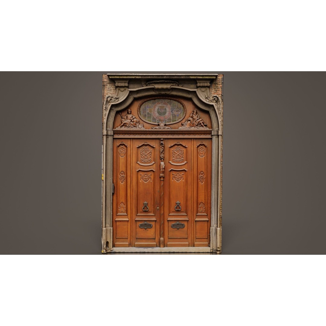 Wooden Door Glass 3D Model – Low Poly Architectural Asset, FBX, Blender - View 6