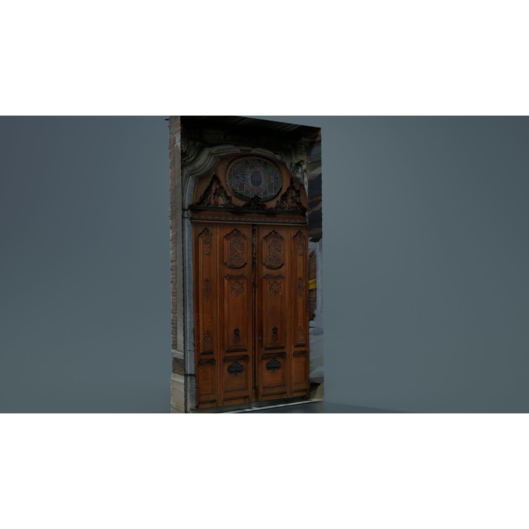 Wooden Door Glass 3D Model – Low Poly Architectural Asset, FBX, Blender - View 7