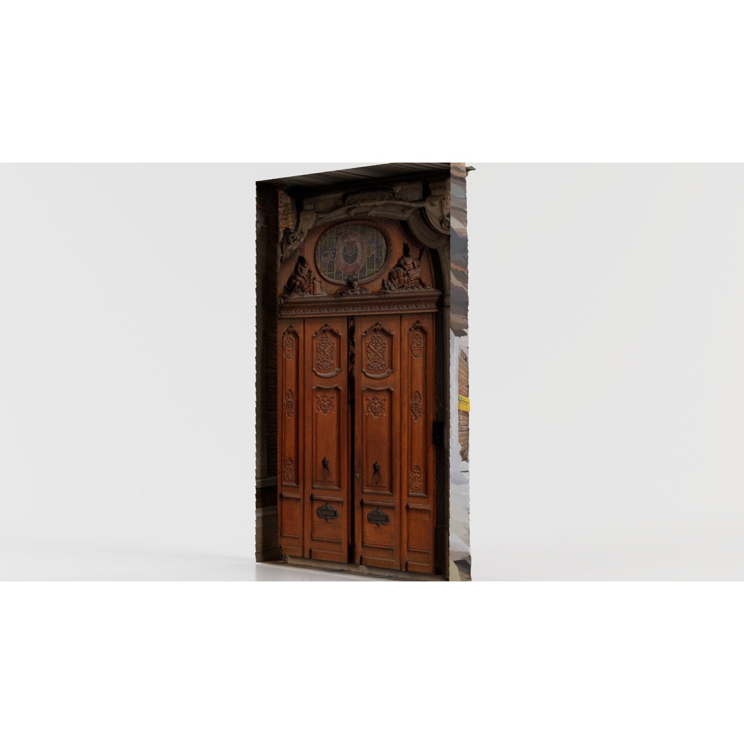 Wooden Door Glass 3D Model – Low Poly Architectural Asset, FBX, Blender - View 8