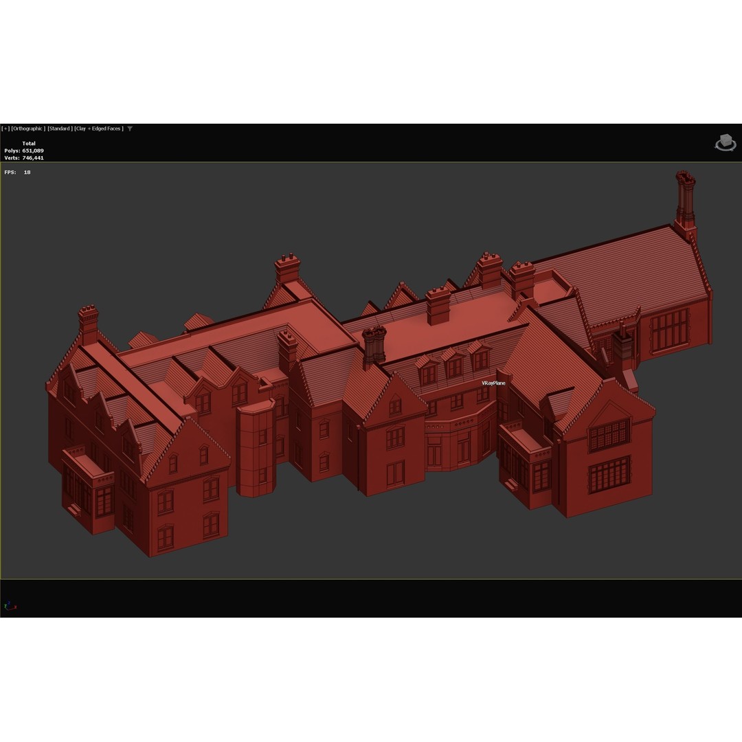 Broadoaks Mansion 3D Model – High Poly Victorian House, FBX, OBJ