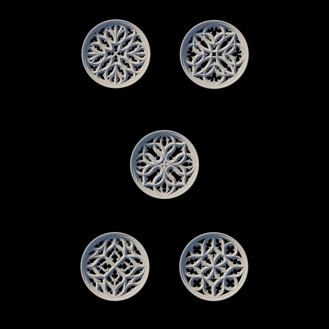 Gothic Ornaments 3D Model – Architectural Decoration, OBJ & Alphas - View 10