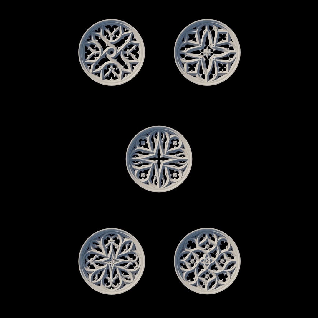 Gothic Ornaments 3D Model – Architectural Decoration, OBJ & Alphas - View 11