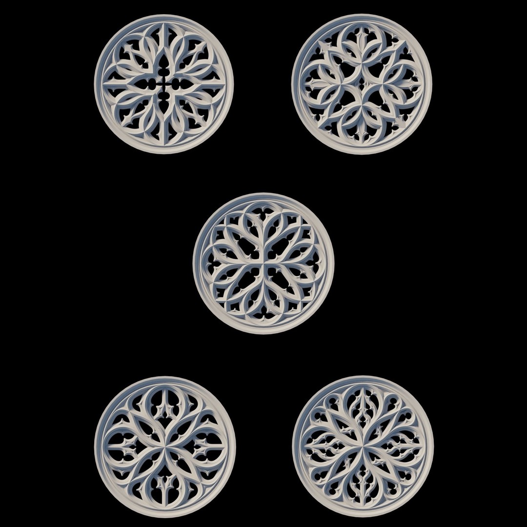 Gothic Ornaments 3D Model – Architectural Decoration, OBJ & Alphas - View 12