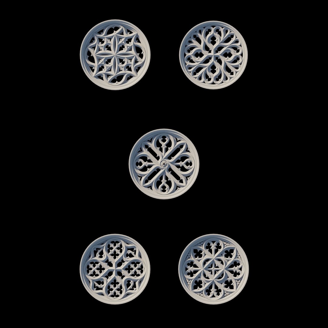 Gothic Ornaments 3D Model – Architectural Decoration, OBJ & Alphas - View 13