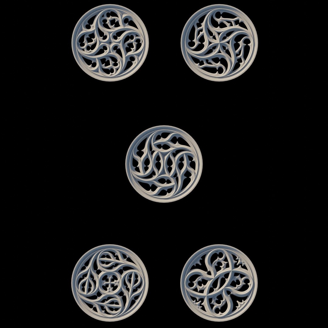 Gothic Ornaments 3D Model – Architectural Decoration, OBJ & Alphas - View 6