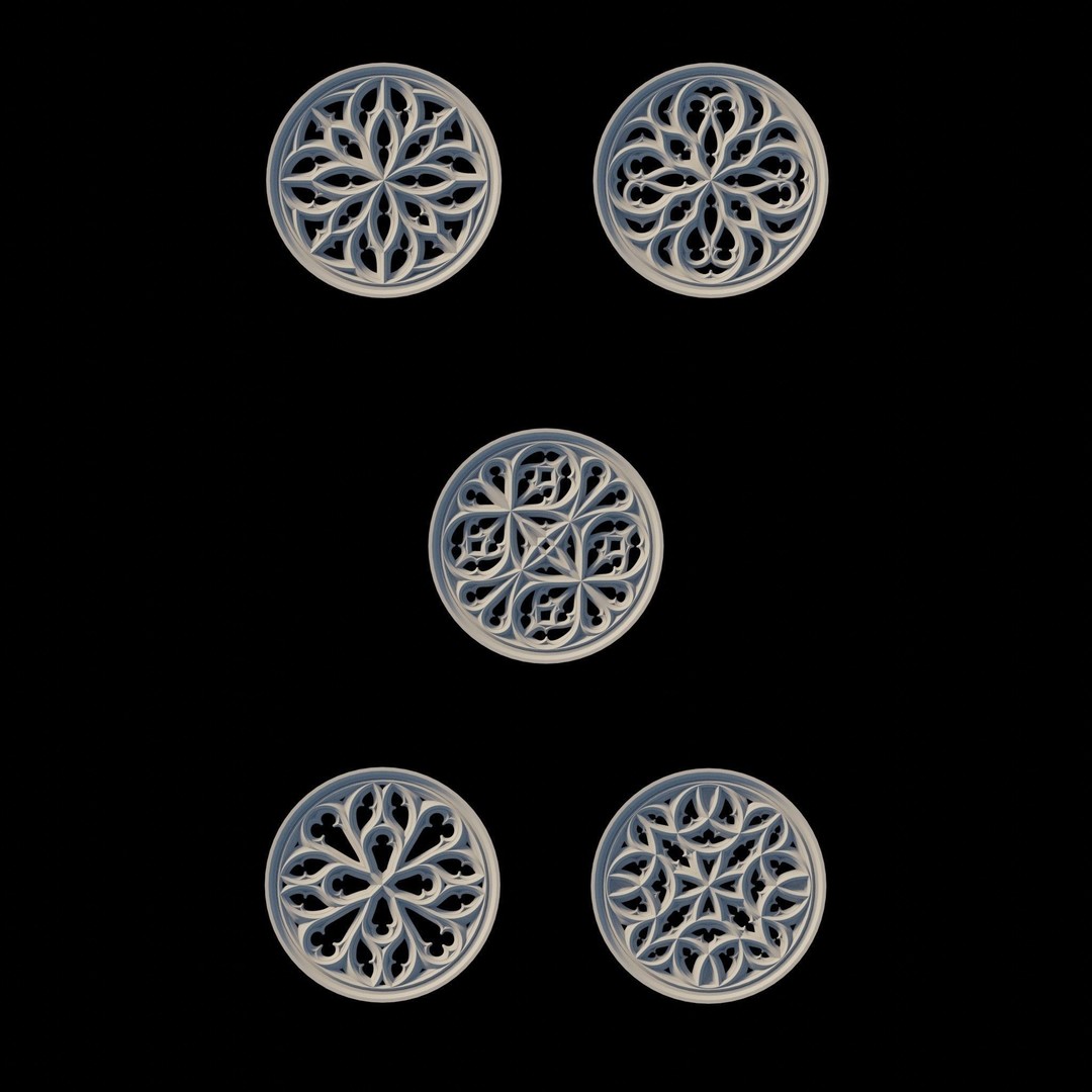 Gothic Ornaments 3D Model – Architectural Decoration, OBJ & Alphas - View 7