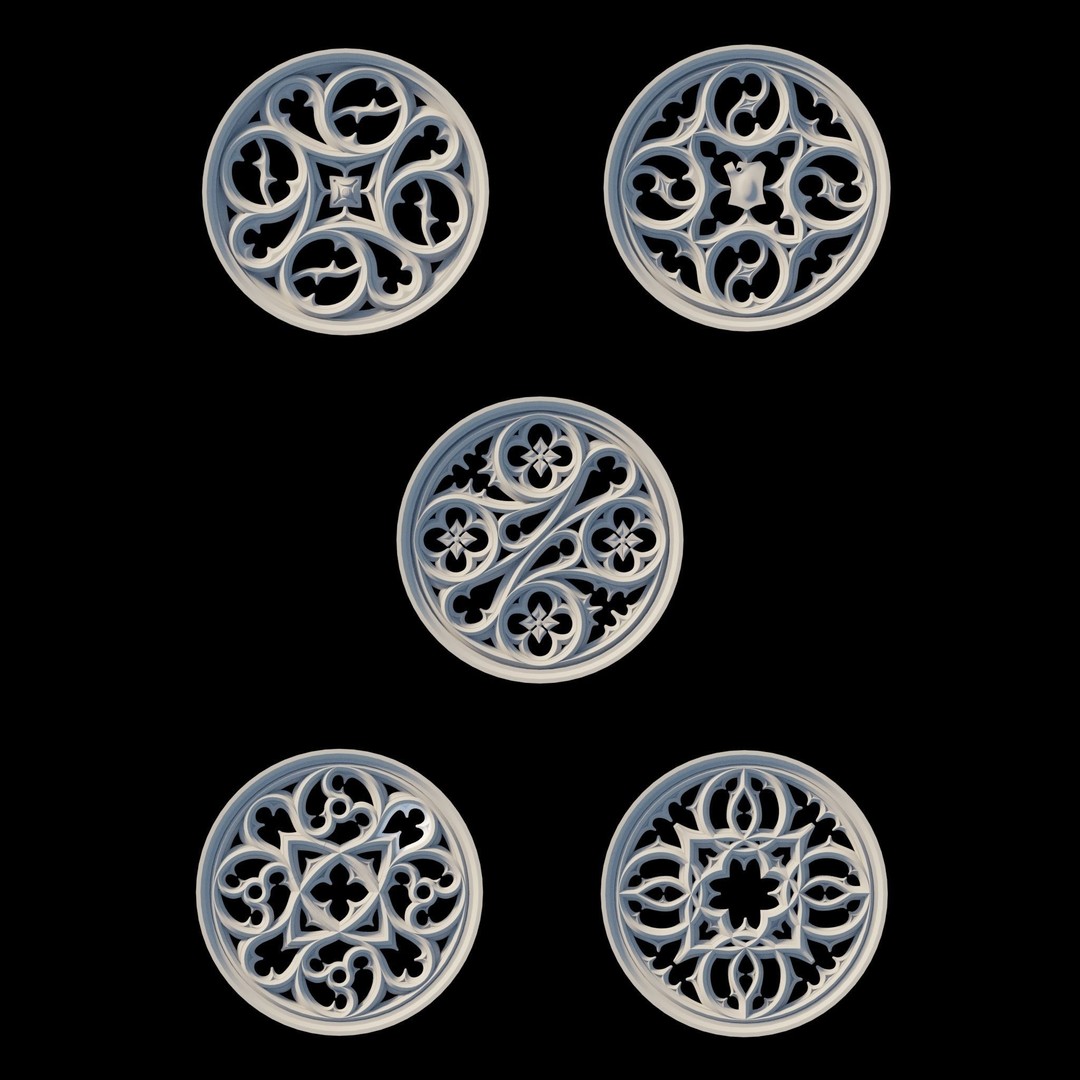 Gothic Ornaments 3D Model – Architectural Decoration, OBJ & Alphas - View 8