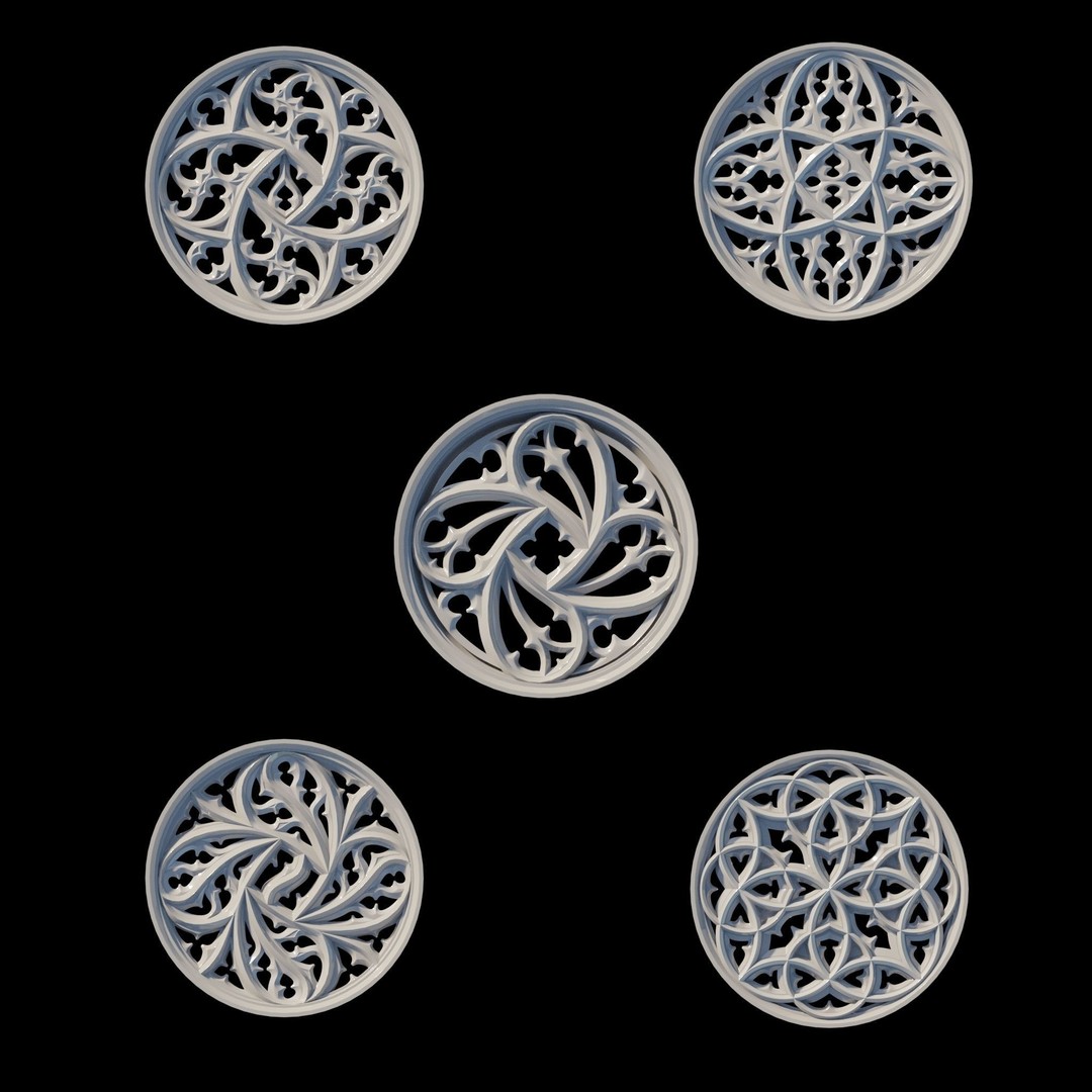 Gothic Ornaments 3D Model – Architectural Decoration, OBJ & Alphas - View 9