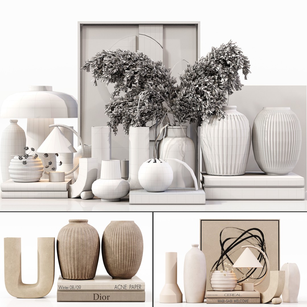 Decor Set 077 3D Model – High Poly Home Decor for Archviz, OBJ - View 5