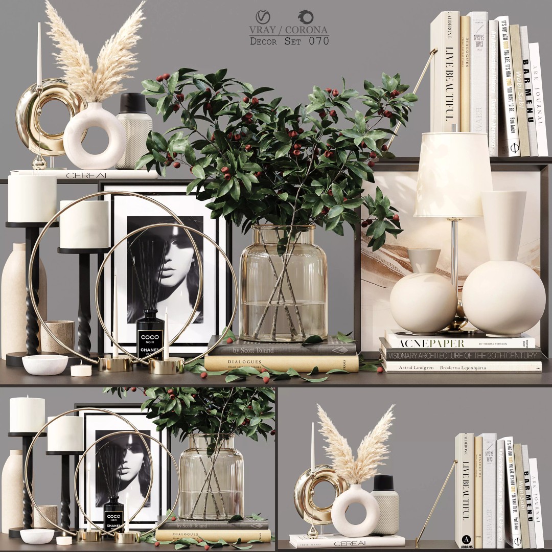 Decor Set 070 3D Model – High-Quality PBR Interior Decoration - View 2