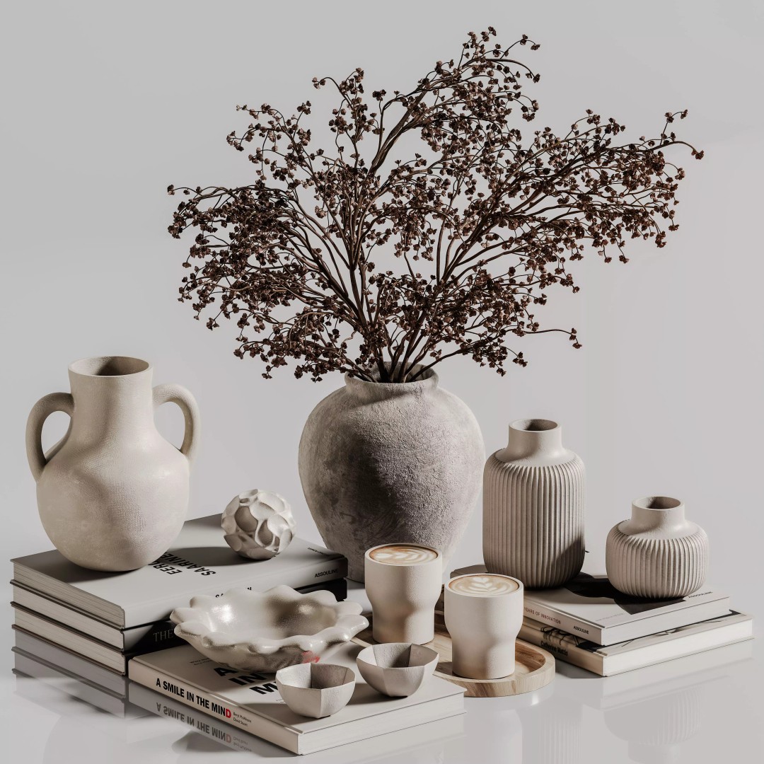 Decorative Set 3D Model – Contemporary Home Décor, FBX, OBJ - View 2
