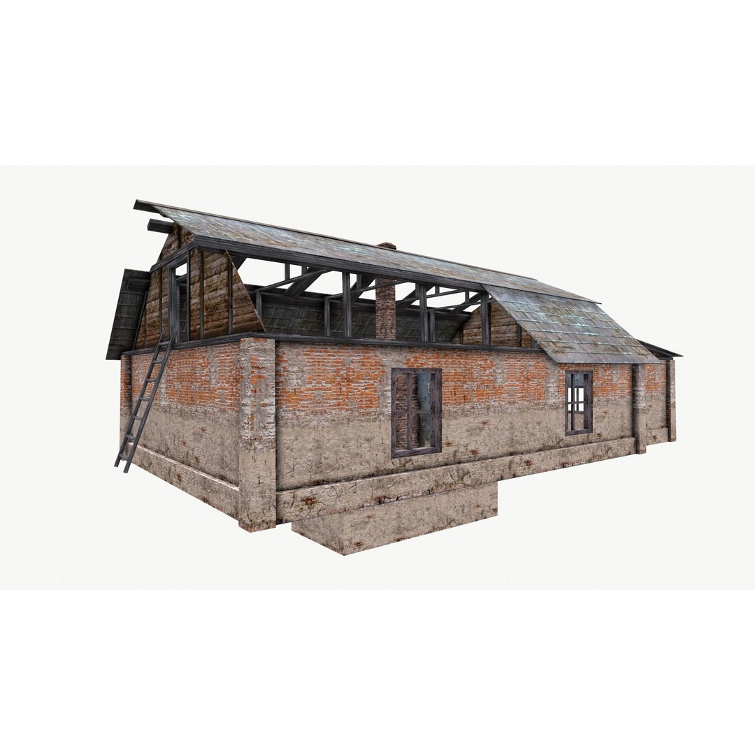 Old House 3D Model – Low Poly Game Asset, FBX & OBJ Formats - View 10