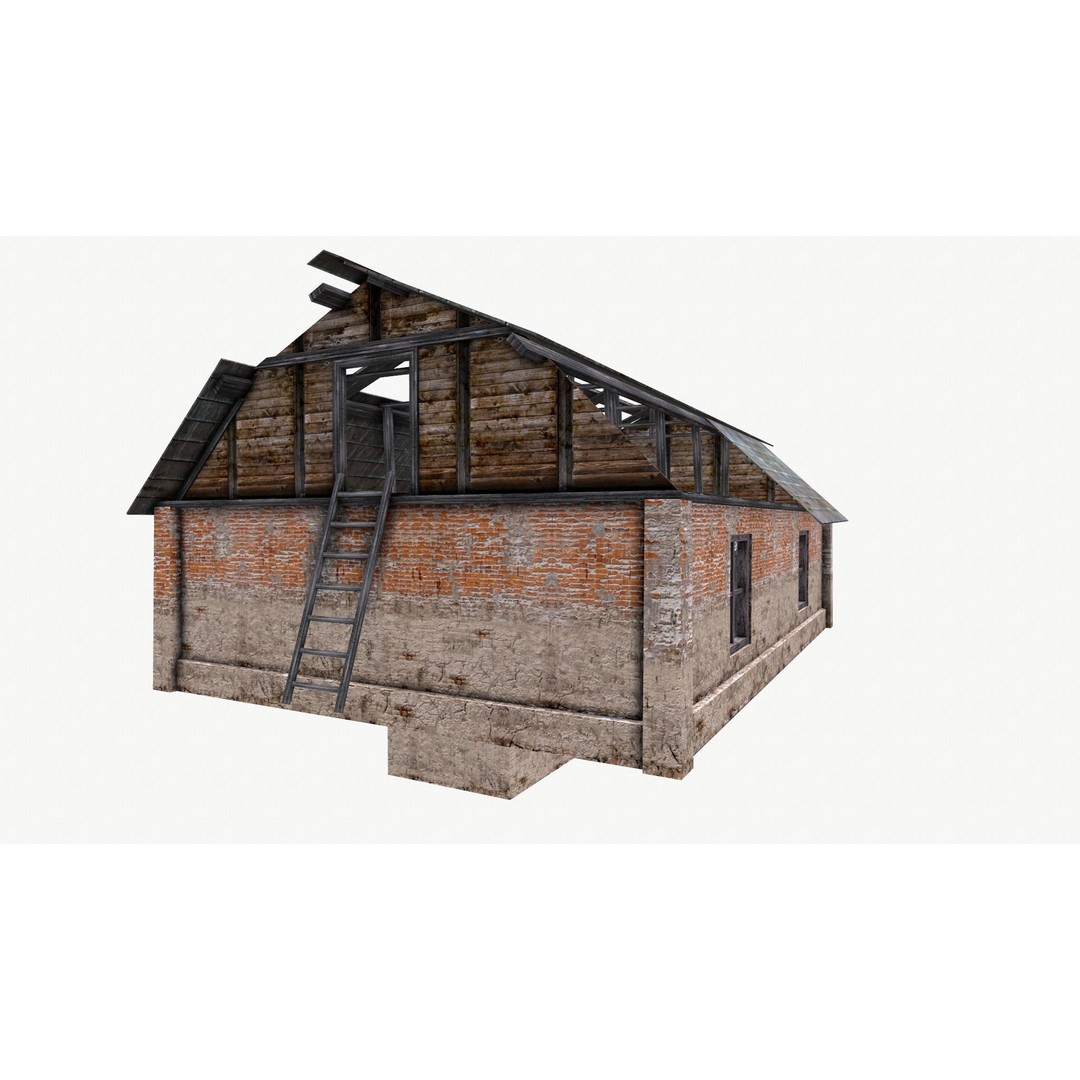 Old House 3D Model – Low Poly Game Asset, FBX & OBJ Formats - View 11
