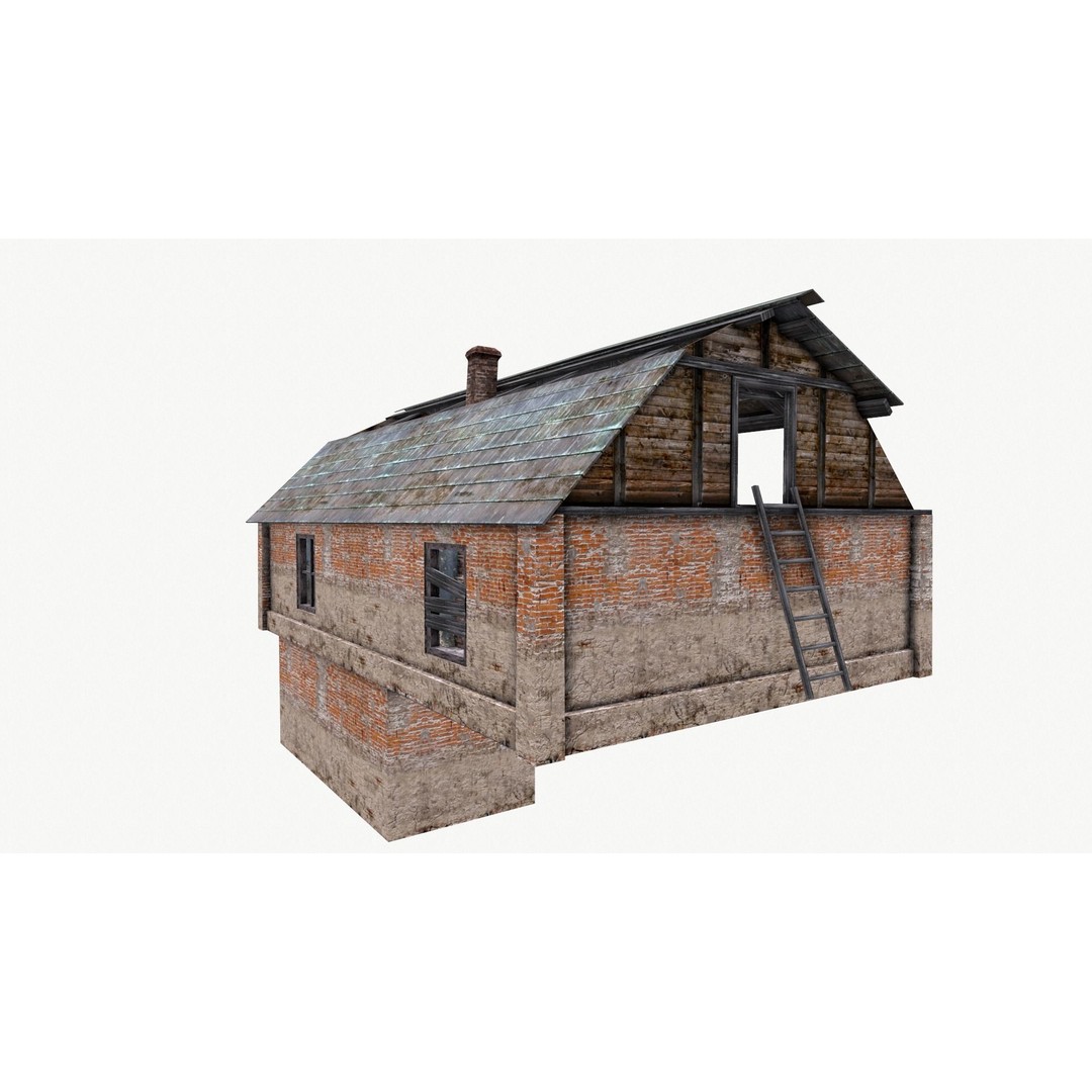 Old House 3D Model – Low Poly Game Asset, FBX & OBJ Formats - View 12