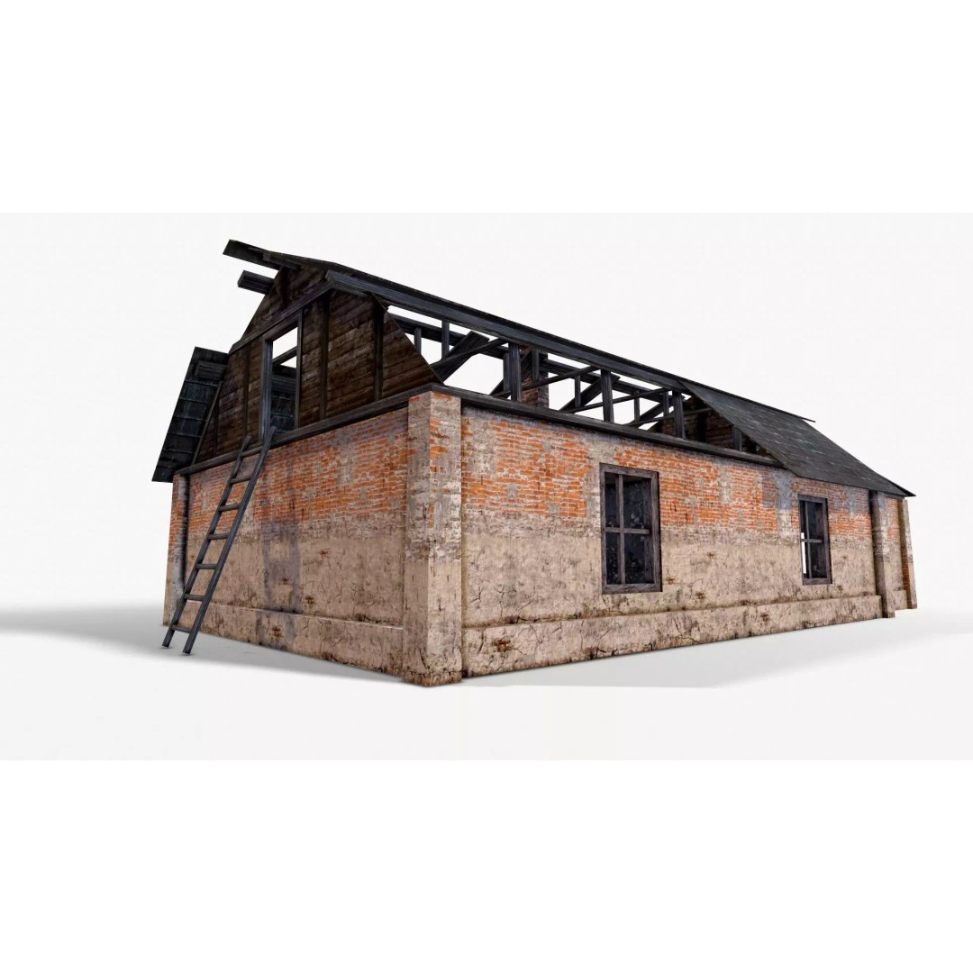 Old House 3D Model – Low Poly Game Asset, FBX & OBJ Formats - View 2