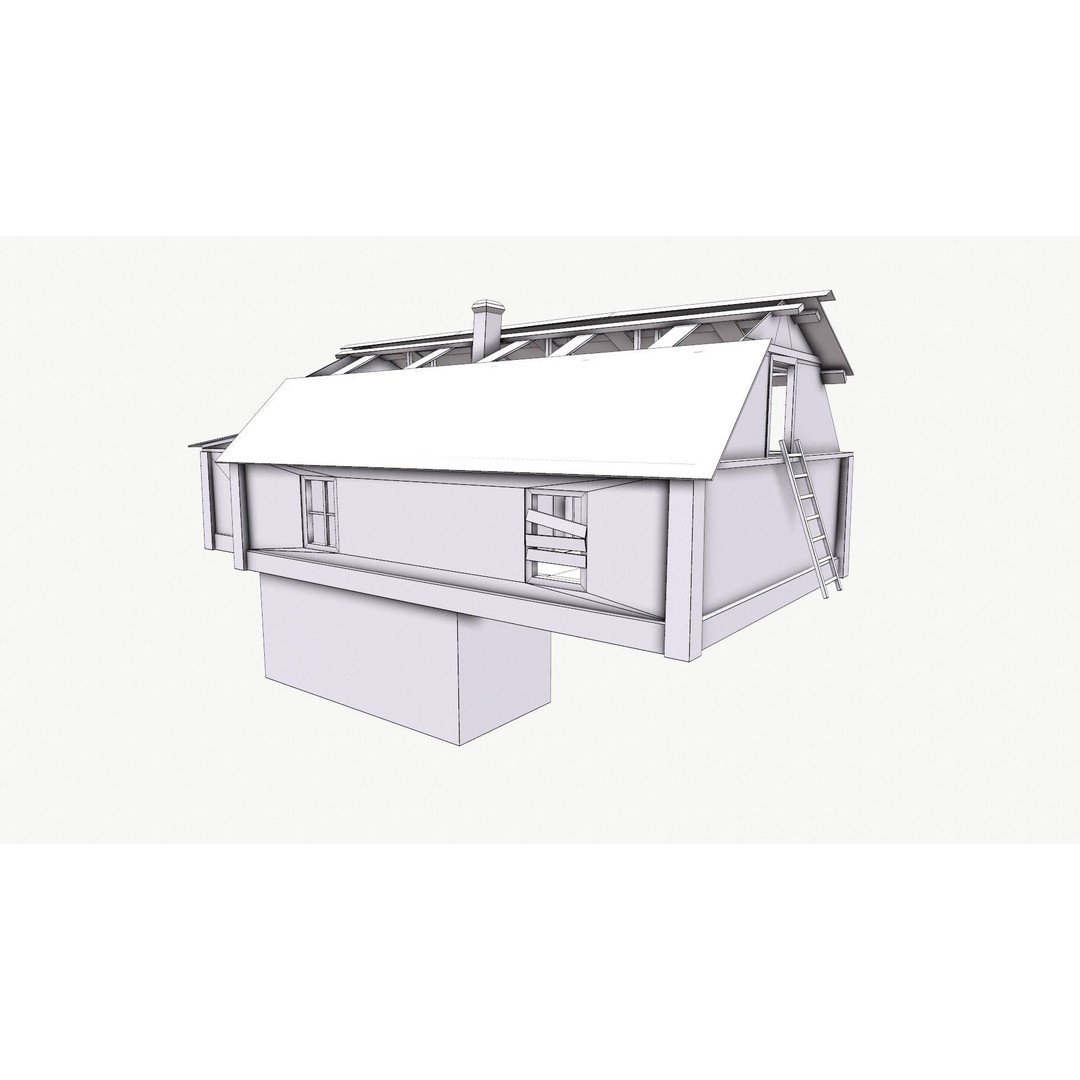 Old House 3D Model – Low Poly Game Asset, FBX & OBJ Formats - View 27