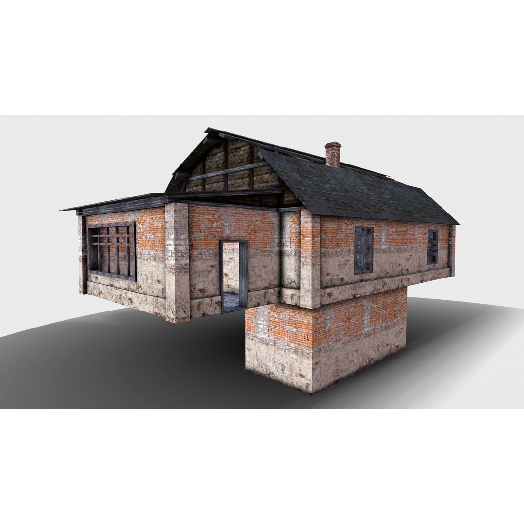 Old House 3D Model – Low Poly Game Asset, FBX & OBJ Formats - View 4