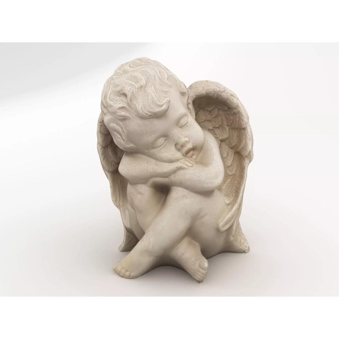 Angel Statuette 3D Model – Realistic Decoration Asset, FBX, OBJ - View 2