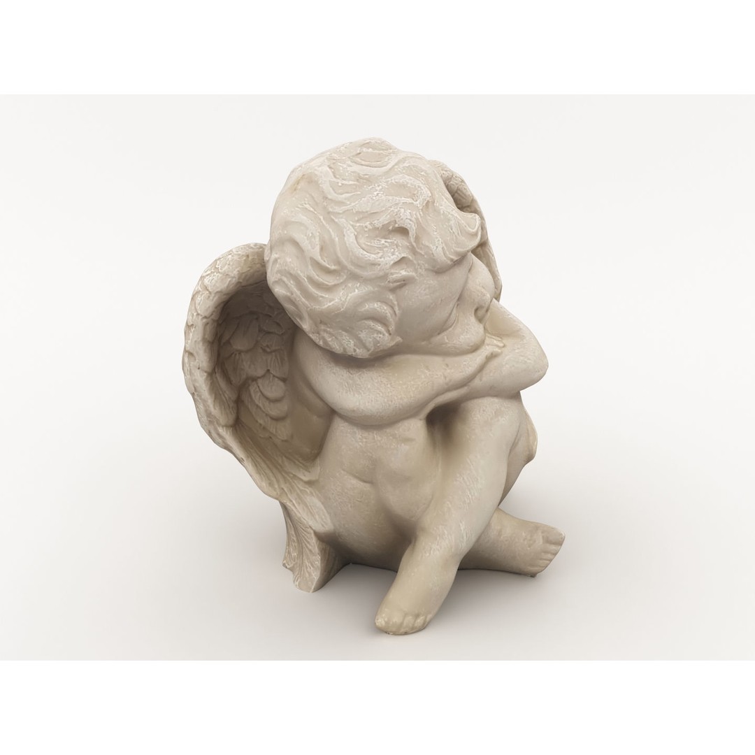 Angel Statuette 3D Model – Realistic Decoration Asset, FBX, OBJ - View 3