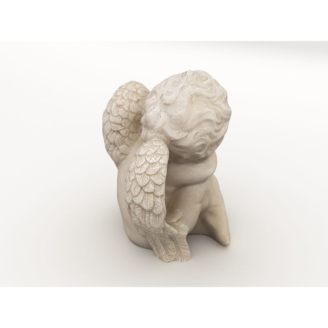 Angel Statuette 3D Model – Realistic Decoration Asset, FBX, OBJ - View 4