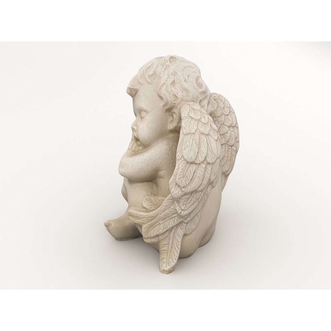 Angel Statuette 3D Model – Realistic Decoration Asset, FBX, OBJ - View 6