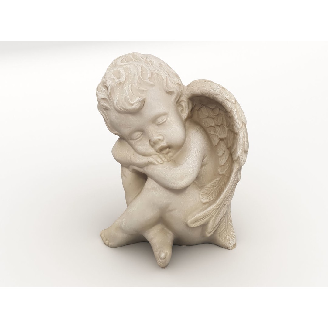 Angel Statuette 3D Model – Realistic Decoration Asset, FBX, OBJ - View 7