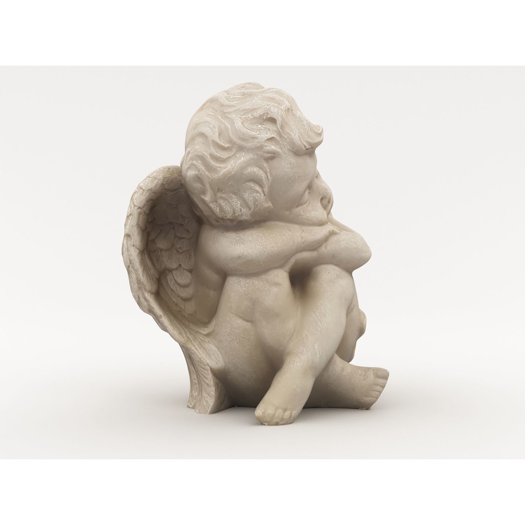 Angel Statuette 3D Model – Realistic Decoration Asset, FBX, OBJ - View 8