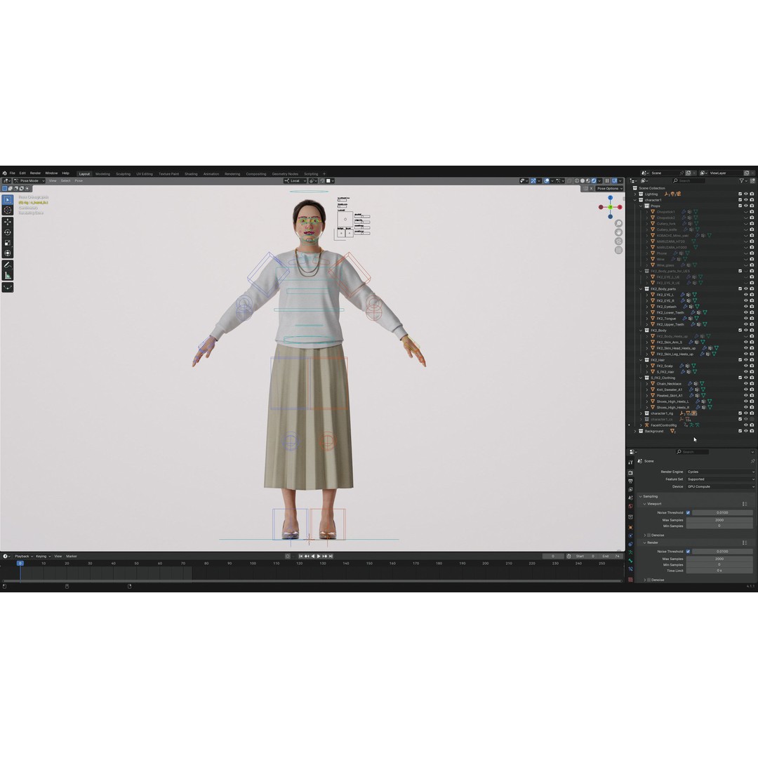 Asian Smart Casual Woman 3D Model – Low Poly Rigged Character for ArchViz - View 14