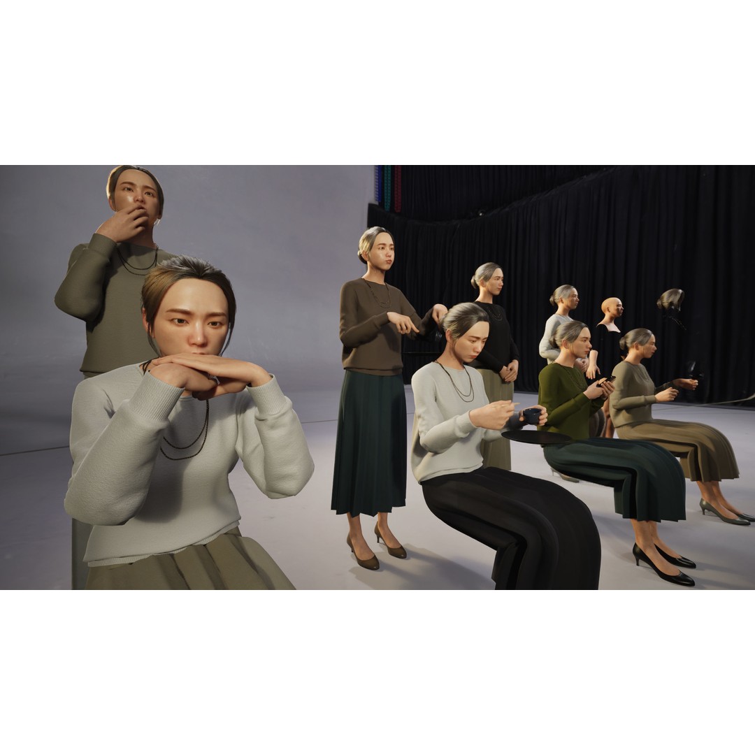 Asian Smart Casual Woman 3D Model – Low Poly Rigged Character for ArchViz - View 6