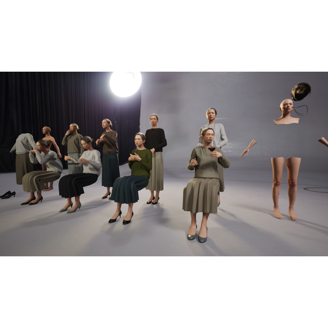 Asian Smart Casual Woman 3D Model – Low Poly Rigged Character for ArchViz - View 8