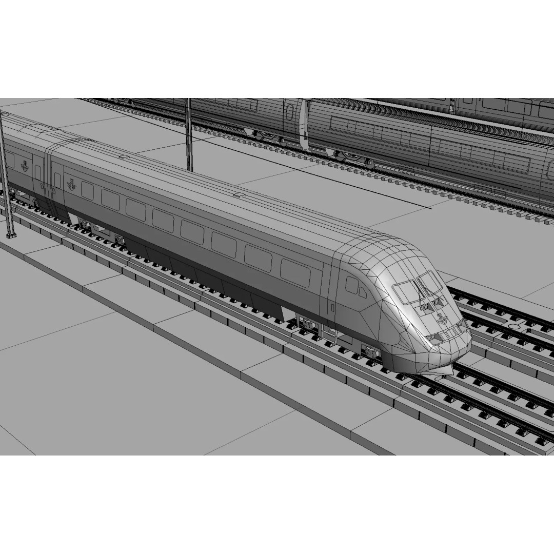 Bullet Train 3D Model – High-Speed Rail Vehicle Collection, FBX/OBJ - View 11